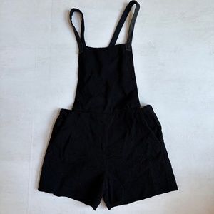 Rag & Bone Black Leather Strap Short Overalls